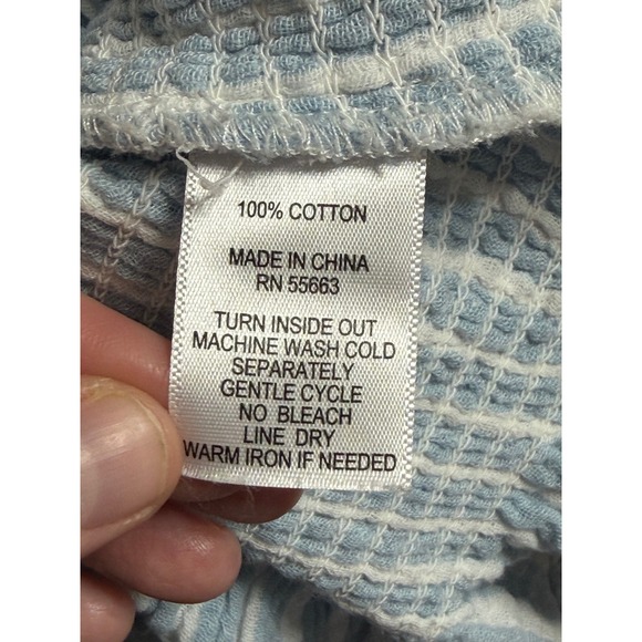 Cupcakes and Cashmere Blue White Stripe Smocked Peplum Ruffle Sleeve Juniors M - Picture 6 of 6